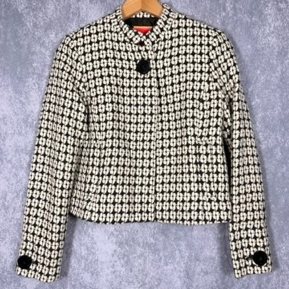Isaac Mizrahi Target Jacket Women 10 Grid Textured Cropped Coat Blazer